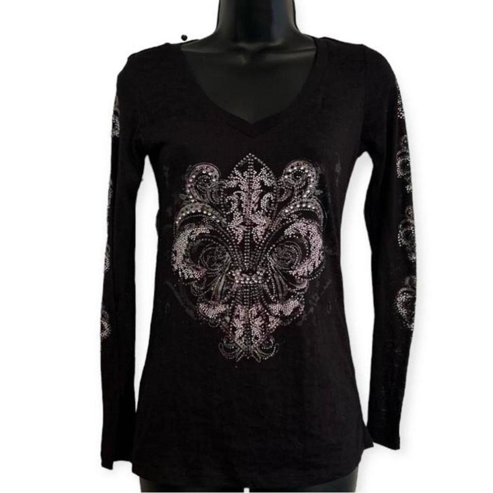 Affliction Black Long Sleeve Top